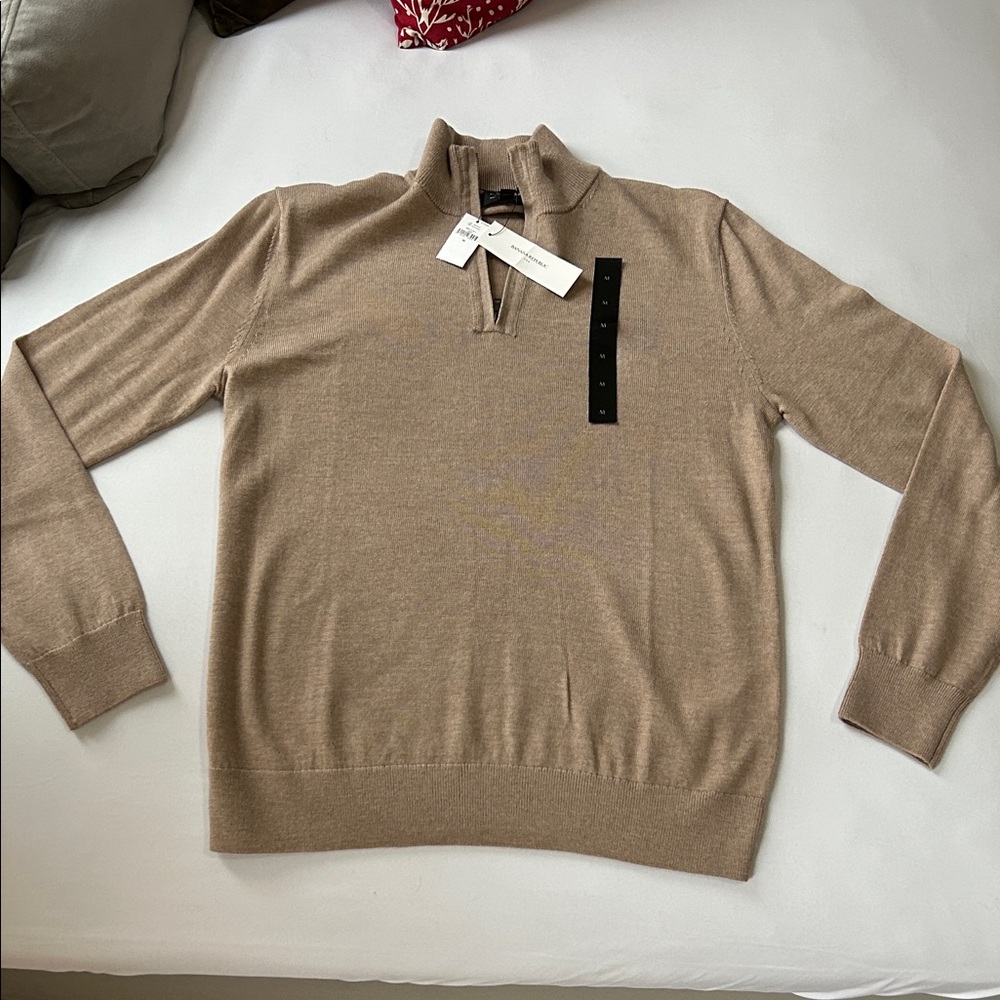 (NWT) Banana Republic Men's Camel Zip-Up Sweater